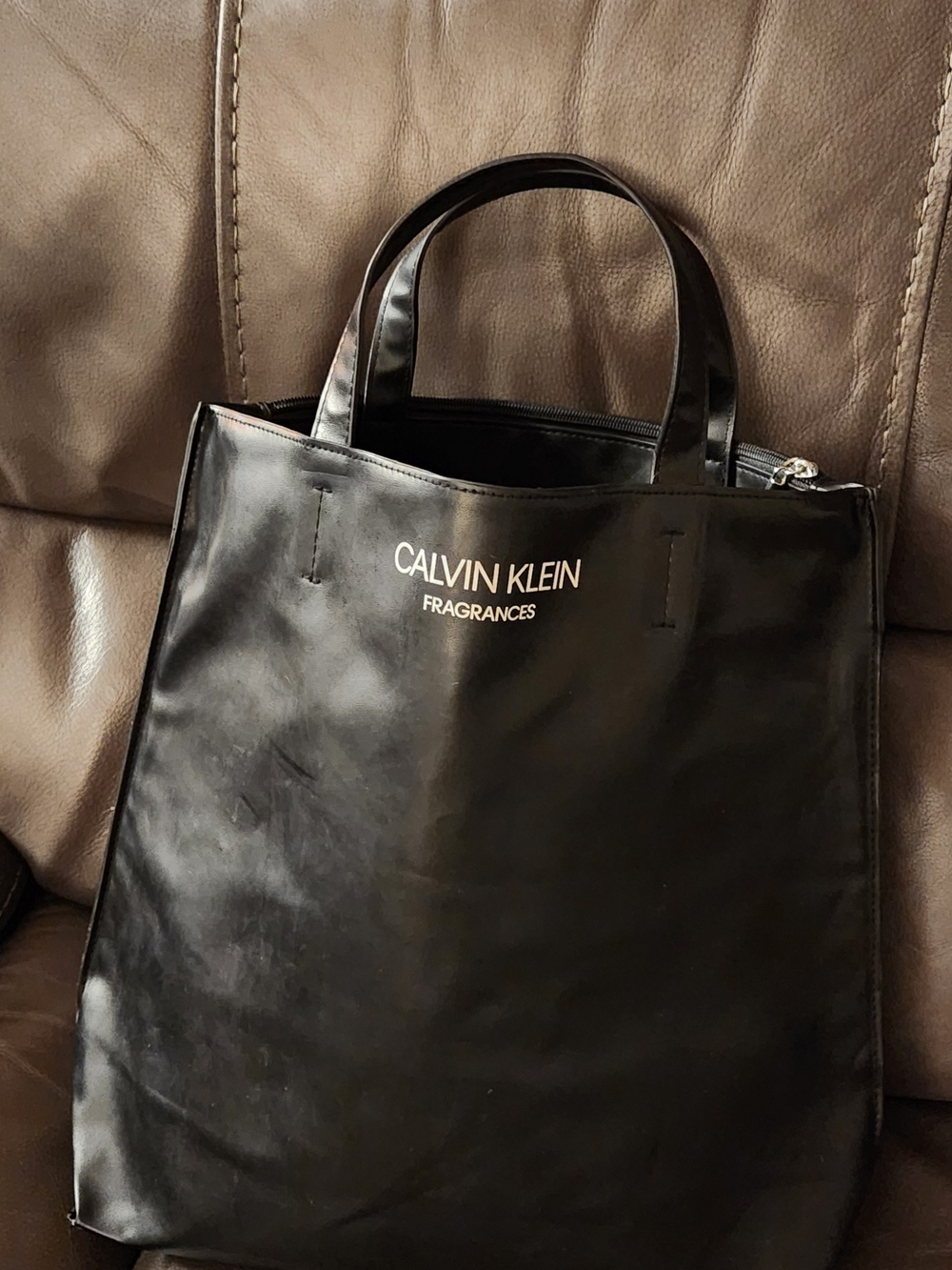 Calvin Klein Black Vinyl Toiletry Tote